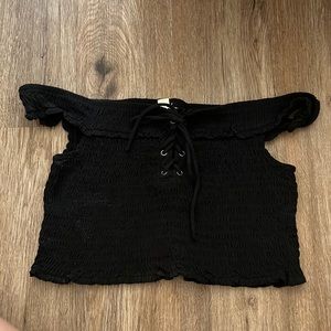 Cute Off The Shoulder Black Crop Top